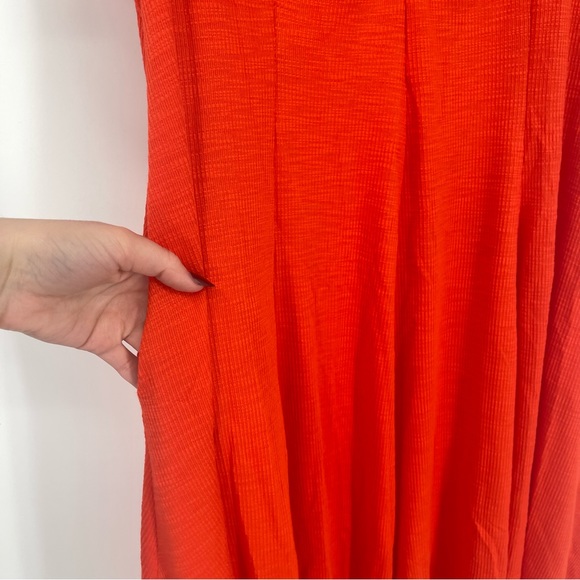 Torrid Sweetheart Fit & Flare Ribbed Midi Dress in Red Orange Plus-size - Picture 5 of 6